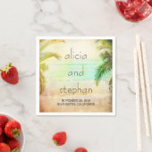 夕日のビーチロマン結婚ティカルムズ スタンダードカクテルナプキン (インサイチュ)