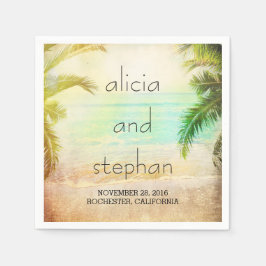 夕日のビーチロマン結婚ティカルムズ スタンダードカクテルナプキン