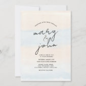 夕日のビーチ先のウェディングサンゴ 招待状 (正面)