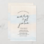 夕日のビーチ先のウェディングサンゴ 招待状 (正面/裏面)