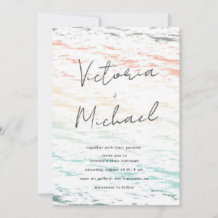 夕日のビーチ先結婚式の招待状 招待状