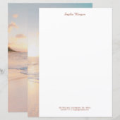 夕日のビーチ（穏やかな波、名前/情報、Vs 3） (正面/裏面)