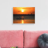 夕日のボートのシルエット キャンバスプリント (インサイチュ (リビング))