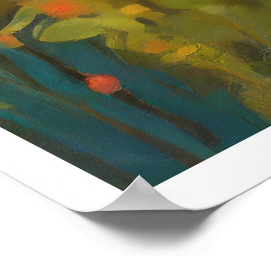 夕日のポスターでヨガをやっている女性 ポスター (角)