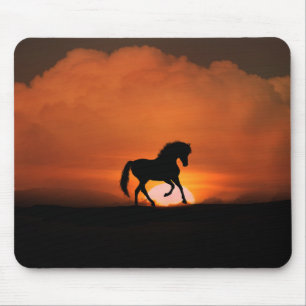 『夕日のマウスパッドの馬』 マウスパッド