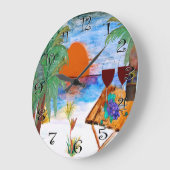 夕日のワインの壁掛け時計 ラージ壁時計 (傾斜)