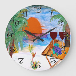 夕日のワインの壁掛け時計 ラージ壁時計
