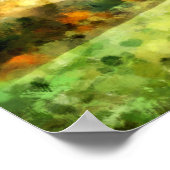 夕日の丘の上の秋の木の風景絵画の ポスター (角)