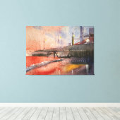 夕日の光の中で海岸に沈む キャンバスプリント (インサイチュ (ウッドフロア))