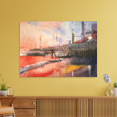 夕日の光の中で海岸に沈む キャンバスプリント (インサイチュ (リビング))