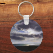 夕日の出の湖畔のスカイライン絵を描海 キーホルダー (正面)