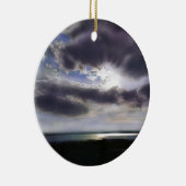 夕日の出の湖畔のスカイライン絵を描海 セラミックオーナメント (右)