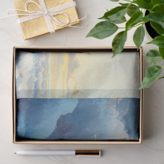 夕日の切り離しの劇的な海波 薄葉紙 (ギフト)