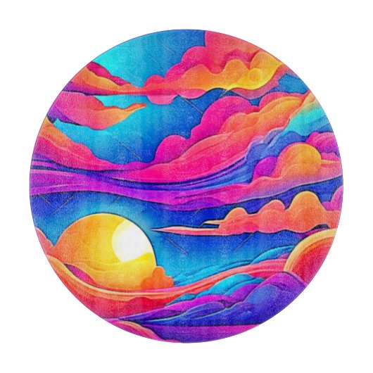 夕日の威厳 カッティングボード (正面)