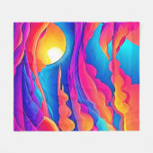 夕日の威厳 フリースブランケット (正面(横))