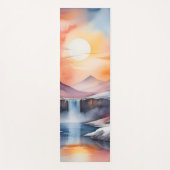 夕日の山々を覆う雪の水色 ヨガマット (正面)