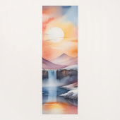 夕日の山々を覆う雪の水色 ヨガマット (裏面)