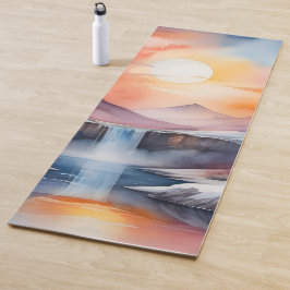 夕日の山々を覆う雪の水色 ヨガマット