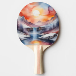 夕日の山々を覆う雪の水色 卓球ラケット