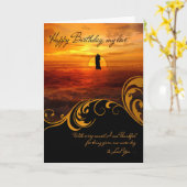 夕日の恋人たキスをするちへ カード (黄色い花)