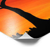 夕日の恐竜のシーン フォトプリント            (角)