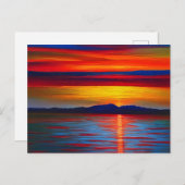 夕日の抽象化された海 ポストカード (正面/裏面)