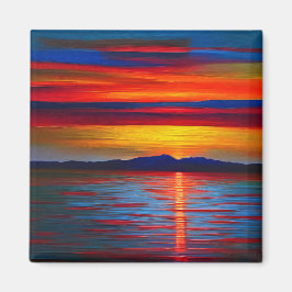 夕日の抽象化された海 マグネット