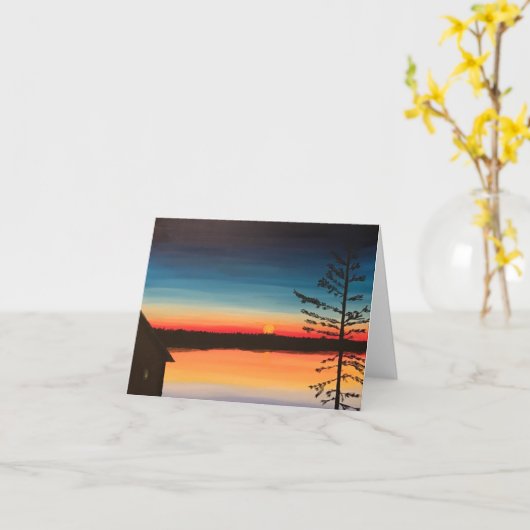 夕日の挨拶状 カード (黄色い花)