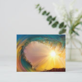 夕日の時に虹の熱帯絵画波に乗る シーズンポストカード (スタンド正面)