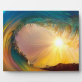 夕日の時に虹の熱帯絵画波に乗る フォトプラーク (正面)