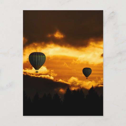 夕日の時間と熱気球でエキゾチックな午後 ポストカード (正面)