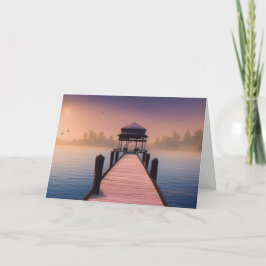 夕日の景色から美しい波止場 サンキューカード