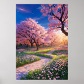 夕日の栄光が咲く公園 ポスター (正面)