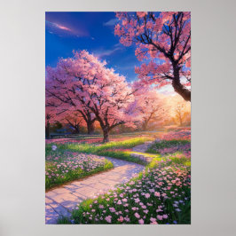 夕日の栄光が咲く公園 ポスター