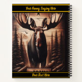 夕日の森の暗い木のスタイルにムースのアートワーク ノートブック (裏面)