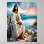 夕日の水のそばのイエス・ディバイン・ピース ポスター (正面)