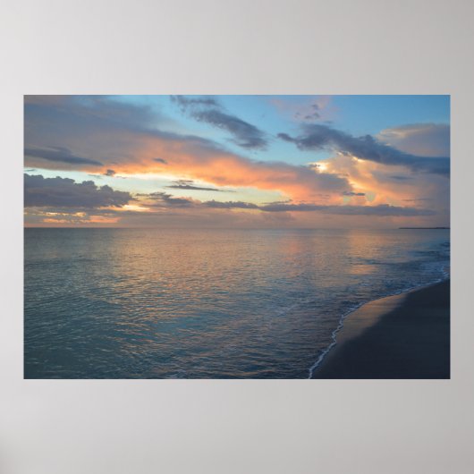 夕日の水面への反射 ポスター (正面)