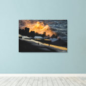 夕日の波の金ゴールド キャンバスプリント (インサイチュ (ウッドフロア))