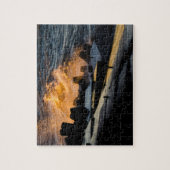 夕日の波の金ゴールド ジグソーパズル (縦)