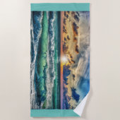 夕日の波 ビーチタオル (正面)