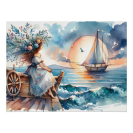 夕日の海のささやき ポスター