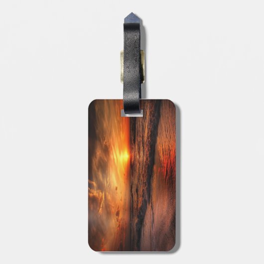 夕日の海の波 ラゲッジタグ (裏面縦)