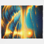 「夕日の海夢想」 フリースブランケット (正面(横))