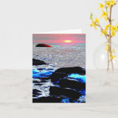 夕日の海….. カード (黄色い花)