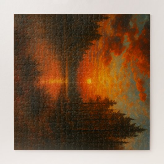 夕日の湖 ジグソーパズル (横)