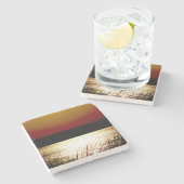 夕日の湖 ストーンコースター (横)