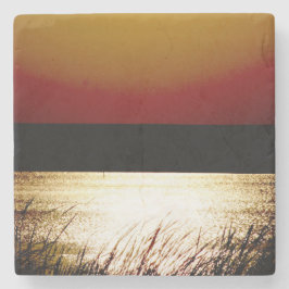 夕日の湖 ストーンコースター