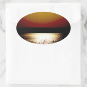 夕日の湖 楕円形シール (バッグ)