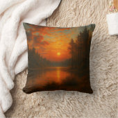 夕日の湖 – 自然 – アインスパイアクセント クッション (ブランケット)