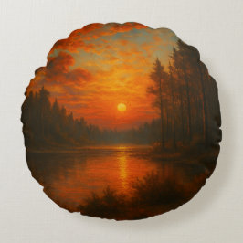 夕日の湖 – 自然 – アインスパイアクセント ラウンドクッション
